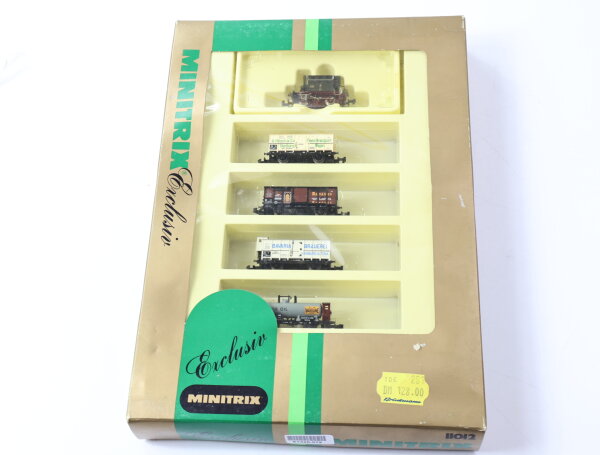 Minitrix N 11012 Zugset Dampflok Glaskasten T2 6081 KPEV + 5 Güterwagen