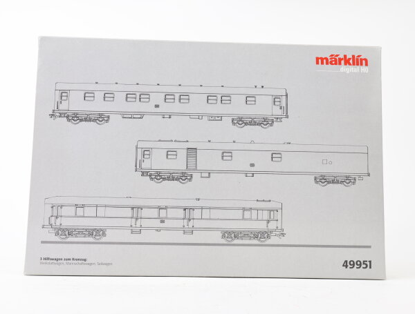 Märklin H0 49951 Personenwagenset 3-tlg. Hilfswagen zum Kranzug DB / Sound Licht