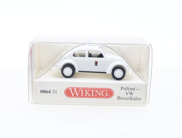 Wiking H0 0864 21 Modellauto PKW Polizei VW Brezelkäfer weiß 1:87