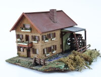 Spur H0 Gebäude Haus mit Wasserrad Wassermühle / Motor Licht