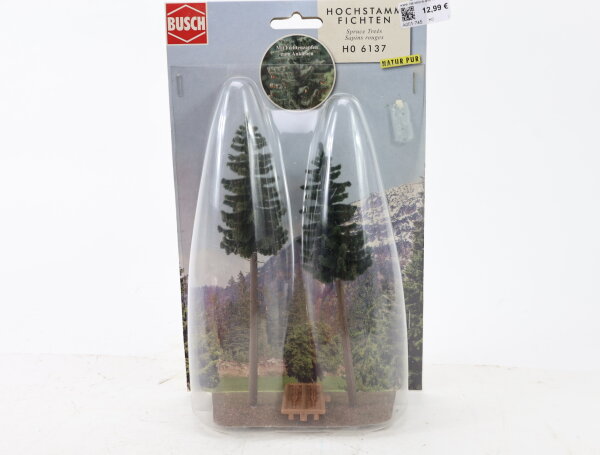 Busch H0 6137 Landschaftsbau Nadelbäume Hochstamm Fichten Sortiment 2 St.