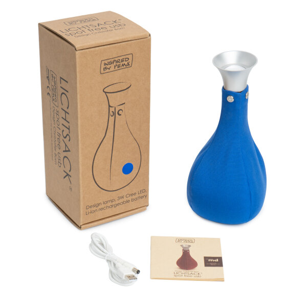 Lichtsack Spot Kabellose Tischleuchte in blau, dimmbar, wiederaufladbar Original