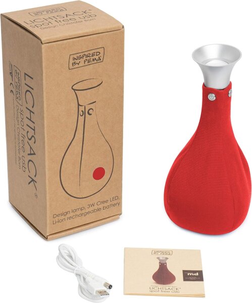 Lichtsack Spot Kabellose Tischleuchte in rot, dimmbar, wiederaufladbar Original