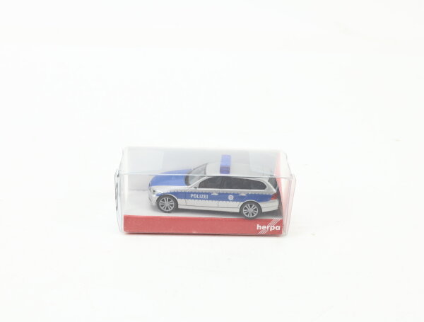 Herpa H0 047821 Modellauto PKW BMW 3er tour TM Blau/Grau Polizeiauto 1:87