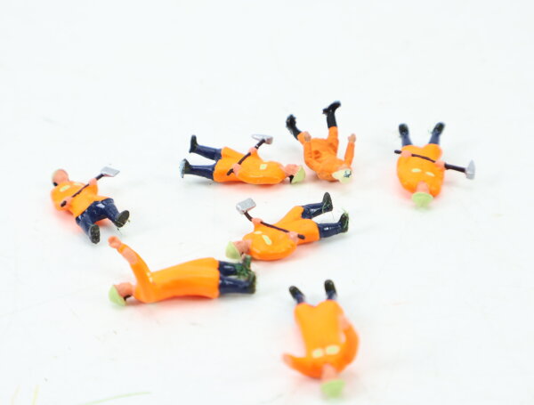 Spur H0 7x Figuren Arbeiter Bahnarbeiter Baustellenarbeiter