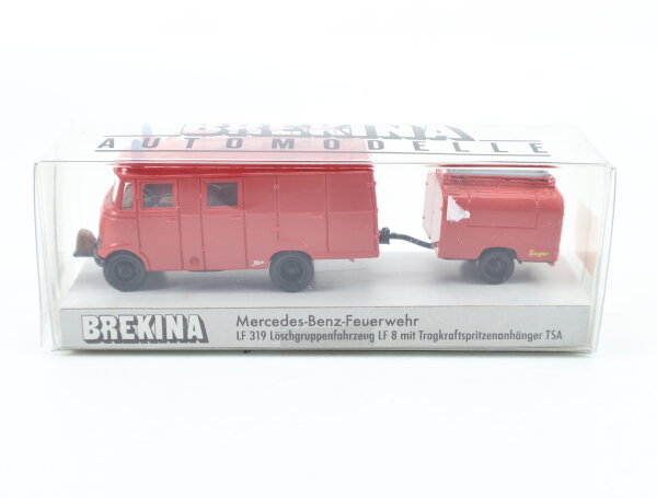 Brekina H0 36608 Modellauto Löschgruppenfahrzeug m. Anhänger MB LF 319 1:87