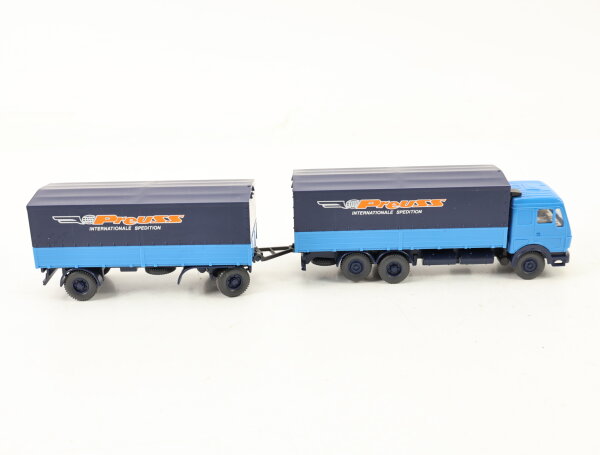 Wiking H0 Modellauto LKW MB 2238 Pritschen Hängerzug Preuss 1:87