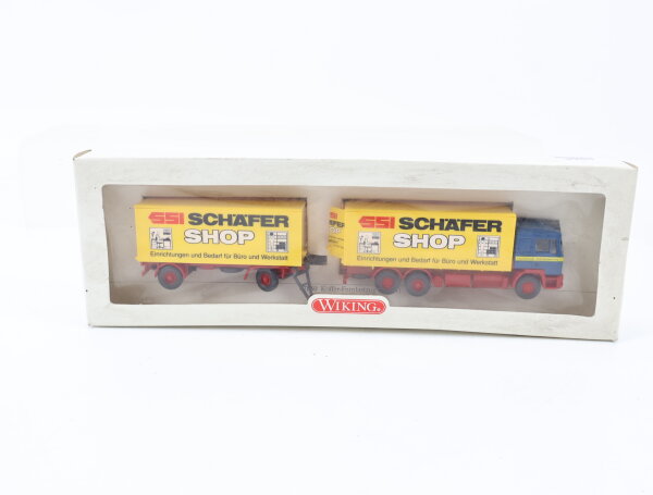 Wiking H0 471 50 Modellauto LKW Kofferfernlastzug MAN "Schäfer" Gelb 1:87