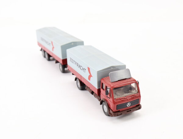 Wiking H0 455/2 Modellauto LKW MB Pritschen-Lastzug "Zeitfracht" 1:87