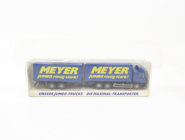 Wiking H0 Modellauto LKW MAN "Meyer Jumbo riesig stark!" Blau 1:87