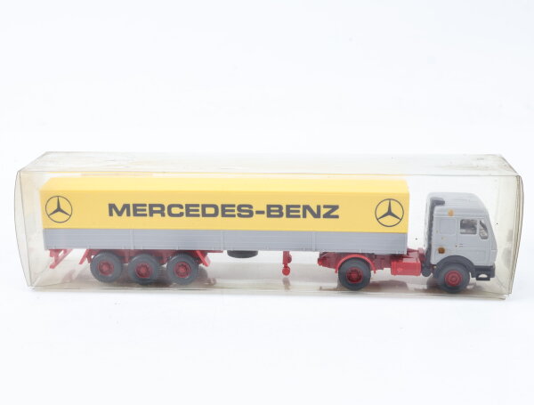 Wiking H0 Modellauto LKW MB Werbemodell Fahrerinformationen Gelb/Grau 1:87