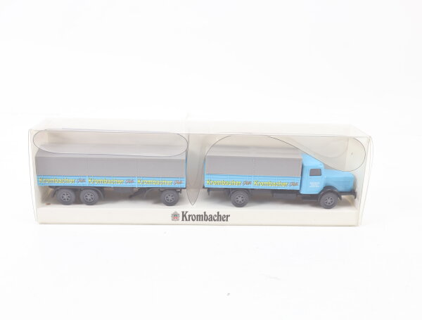 Wiking H0 Modellauto LKW Pritschen-Lastzug Büssing 8000 "Krombacher" 1:87