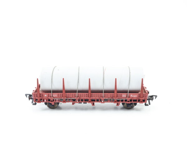 Fleischmann H0 5221 offener Güterwagen Rungenwagen mit Röhren-Ladung 431 256 DB