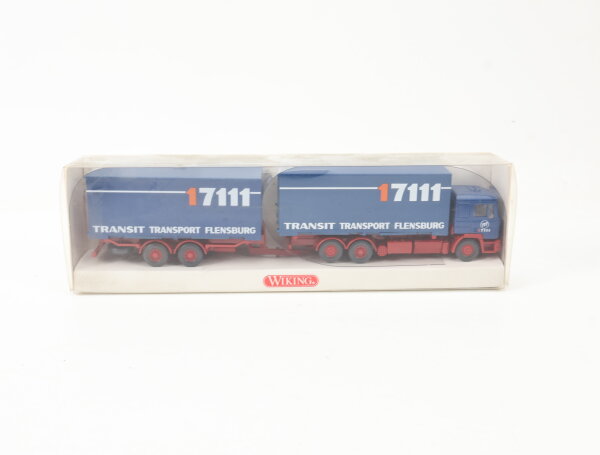 Wiking H0 599 02 37 Modellauto Wechselkoffer-Zentralachsenhängerzug 17111 1:87