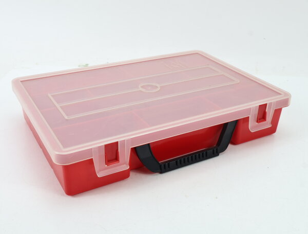Kleinteilemagazin Sortierkasten Kleinteilebox Kunststoff rot mit Griff