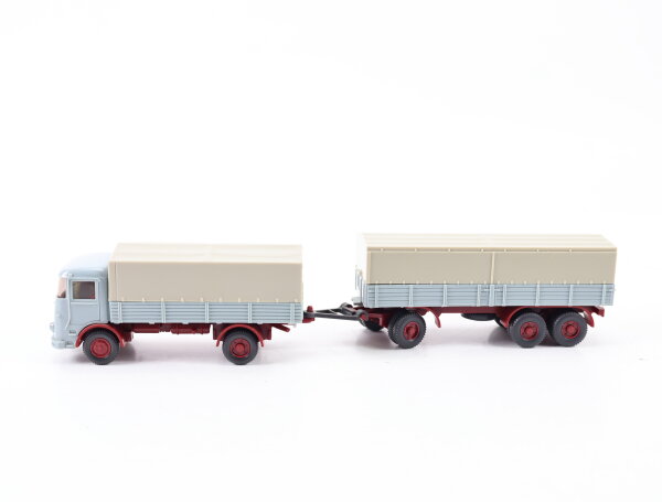 Wiking H0 616/4 ? Modellauto LKW Pritsche Büssing LU7 m. Plane hellblaugrau 1:87