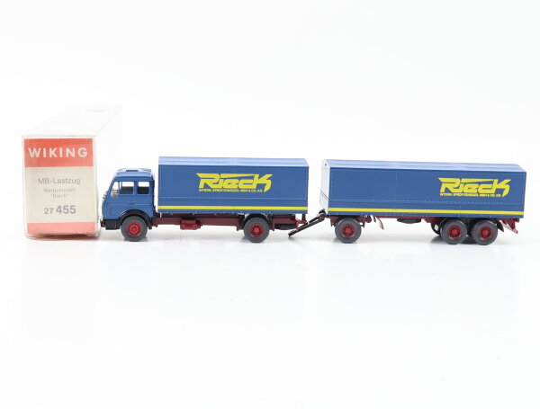 Wiking H0 27455 Modellauto LKW MB Lastzug "Rieck" Blau 1:87
