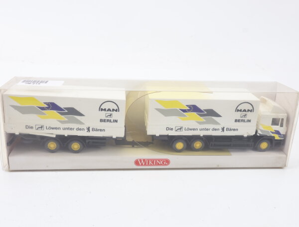 Wiking H0 598 01 37 Modellauto LKW MAN Wechselpritschen-Hängerzug Berlin 1:87