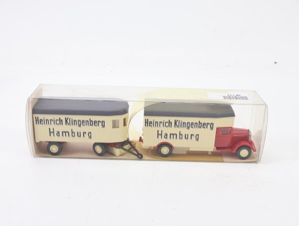 Wiking H0 Modellauto Hängerzug "Heinrich Klingenberg Hamburg" MB 1:87