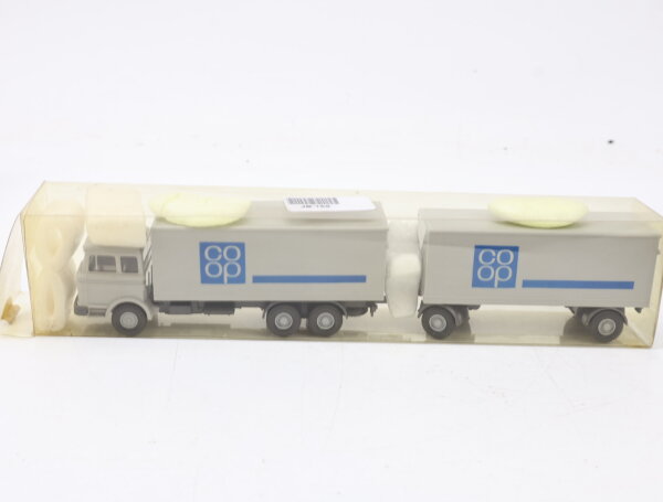 Wiking H0 Modellauto LKW MB Hängerzug Werbemodell "Coop" 1:87