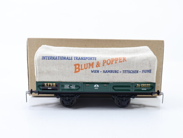 E1561 ETS Spur 0 422 Güterwagen Niederbordwagen + Plane "BLUM & POPPER" K.F.N.B.
