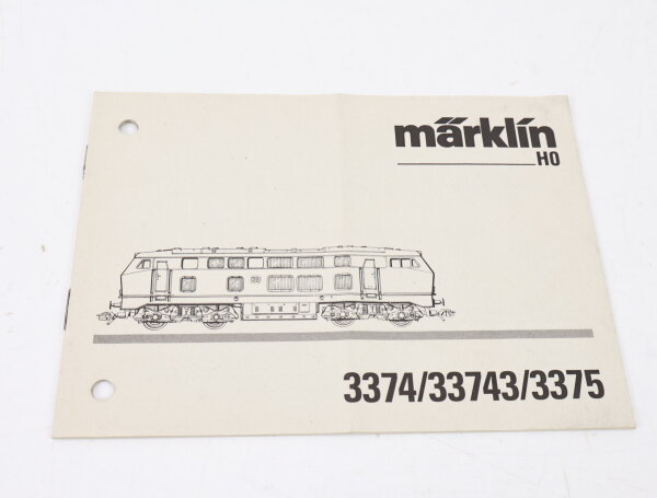 Märklin H0 3374/33743/3375 Anleitung Beschreibung für Diesellok DB 1:87