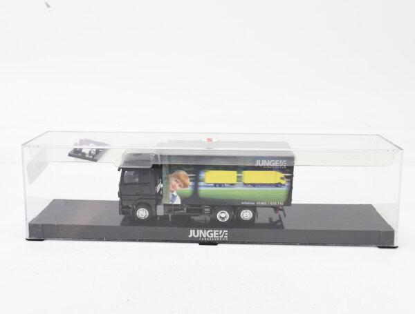 AMW H0 Modellauto LKW Junge Fahrzeugbau Werbemodell MB Schwarz 1:87