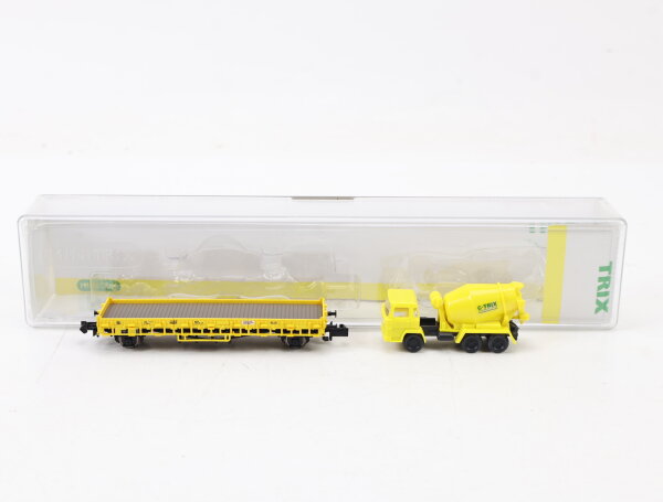 Minitrix N 15339 Güterwagen Set Flachwagen DB + Betonmischer