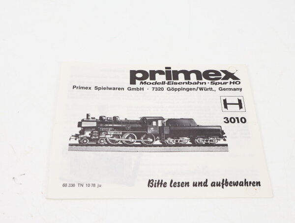 Primex H0 3010 Beschreibung Anleitung für Dampflok Schlepptender BR 38 P8 DB