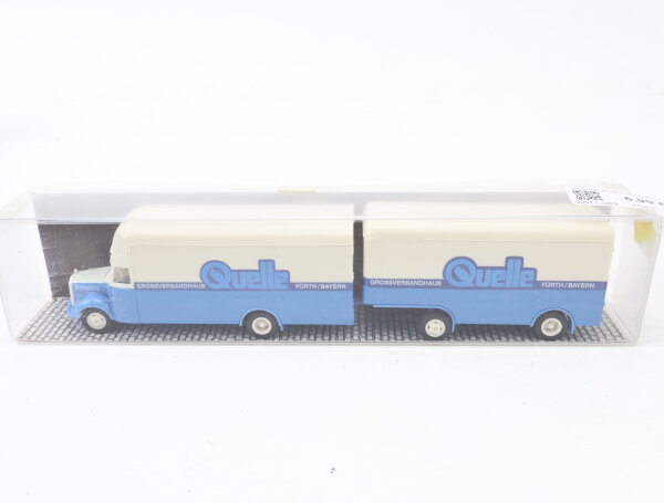 Albedo H0 Modellauto LKW Koffer-Hängerzug MB "Großversandhaus Quelle" 1:87