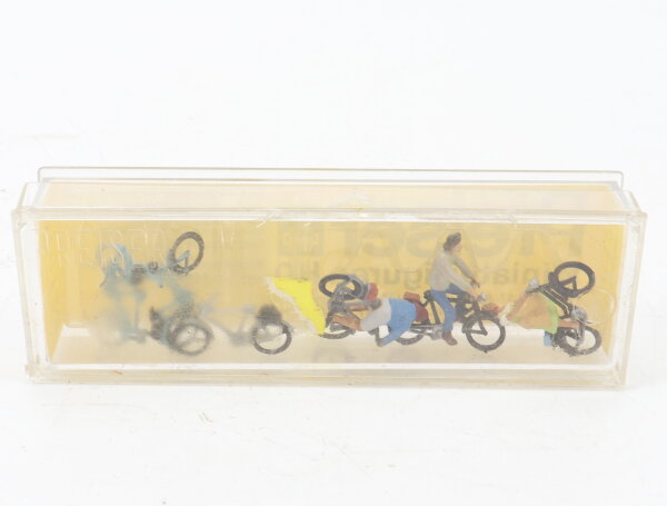 Preiser QMP H0 Figuren-Set 6-tlg. Fahrräder + 3x Fahrradfahrer 1:87