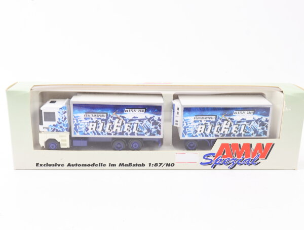 AMW H0 70291 Modellauto LKW Hängerzug "Kühltransporte Bickel" 1:87