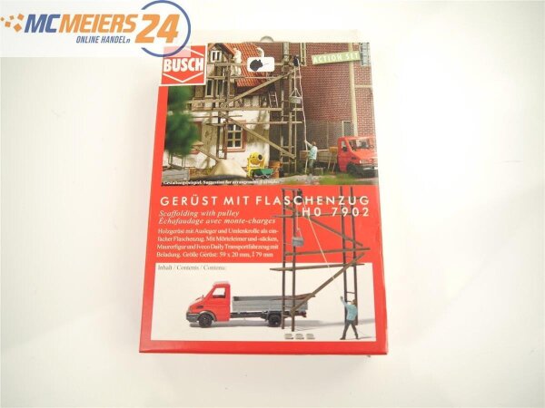 E457 Busch H0 7902 Ausschmückung Bausatz Gerüst mit Flaschenzug *NEU*