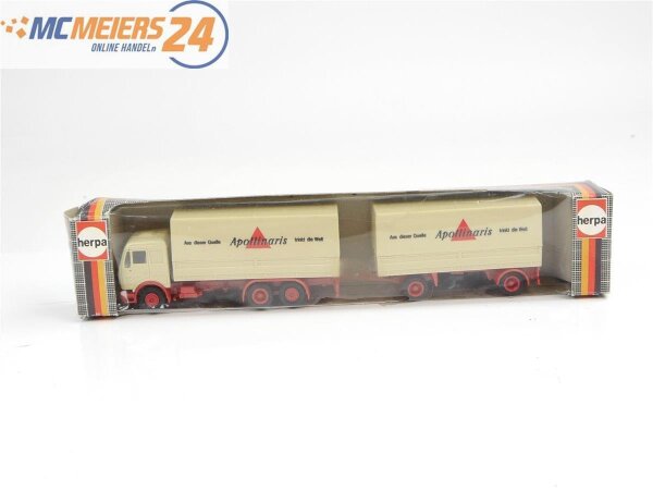 E457 Herpa H0 811 292 Modellauto LKW Pritschen-Lastzug MB "Apollinaris" 1:87
