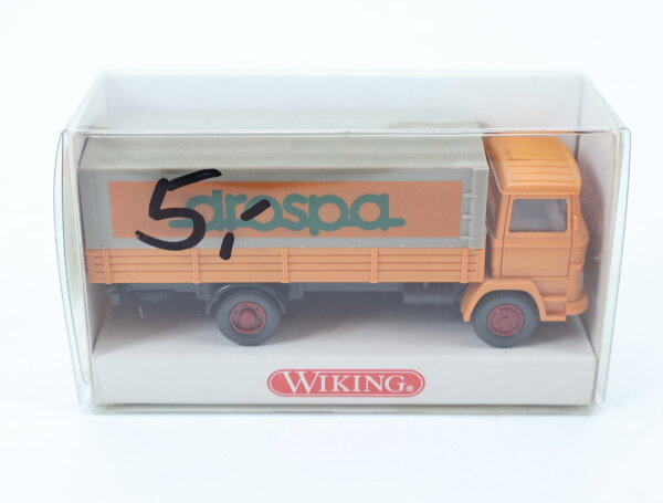 Wiking H0 Modellauto LKW Mercedes LP 1317 Drospa mit Heckaufdruck Orange 1:87
