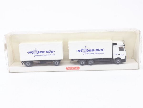 Wiking H0 599 05 42 Modellauto LKW Festkoffer-Lastzug MB Actros Nord-Süd 1:87