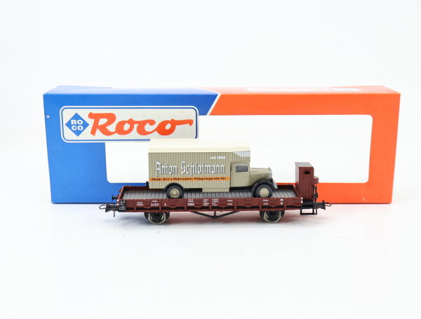 Roco H0 47722 Güterwagen Rungenwagen mit Umzugswagen "Schlotmann" 24 931 DB/NEM