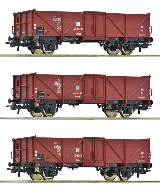 Roco H0 6600115 3-tlg. Set: Offene Güterwagen, DR
