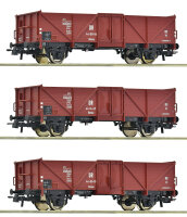 Roco H0 6600115 3-tlg. Set: Offene Güterwagen, DR
