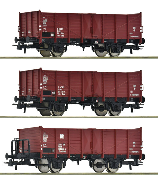 Roco H0 6600146 3-tlg. Set: Offene Güterwagen, DR