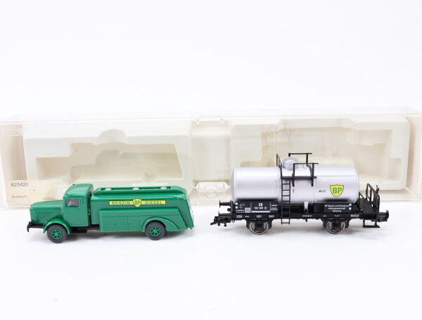 Fleischmann H0 80 5420 K Güterwagenset Kesselwagen "BP"+ Büssing Tankwagen / NEM