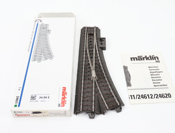 Märklin H0 24611 Gleismaterial C-Gleis elektr. Weiche links R2 437,5 mm / 24,3°
