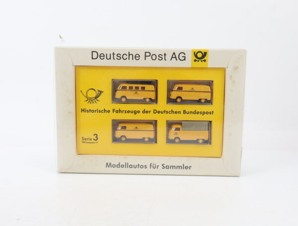Brekina H0 Modellauto Set Deutsche Post AG Serie 3 VW-Transporter T1 1:87