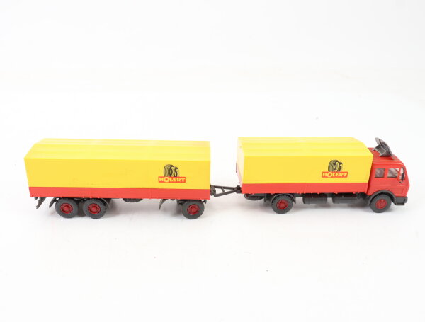 Wiking H0 455 Modellauto LKW Fernlastzug MB 1632 "Holert" Rot/Gelb 1:87