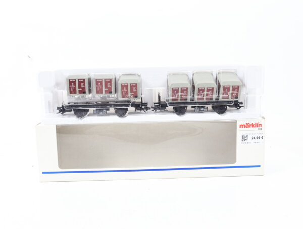 Märklin H0 48940 Güterwagenset 2-tlg. Behältertragwagen "Haus zu Haus" DB / NEM