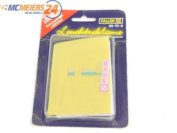 E457 Faller H0 180657 Ausschmückung Werbung Reklame Leuchtreklame "BANK" mit Uhr