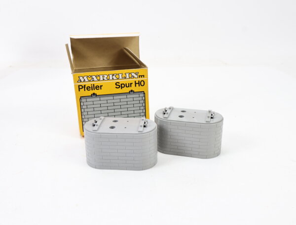 Märklin H0 7253 2x Pfeiler Brückenpfeiler grau / Kunststoff 30 mm