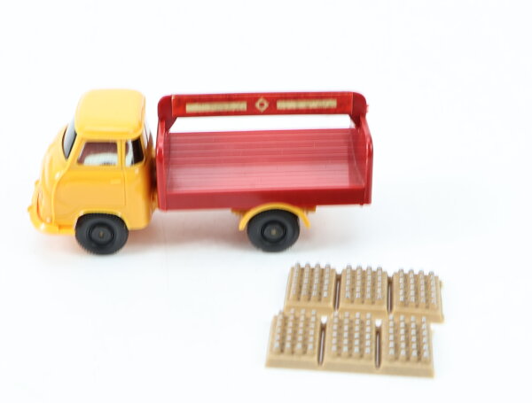 Wiking H0 902/1A Modellauto Getränkewagen Hanomag mit Kisten chromgelb 1:87