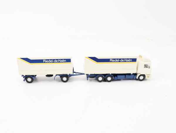Wiking H0 Modellauto LKW Wechselpritschen Lastzug MAN F90 Riedel de Haen 1:87