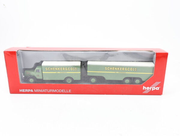 E1641 Herpa H0 155663 Modellauto LKW Hängerzug Henschel HS140 Schenker & CO 1:87